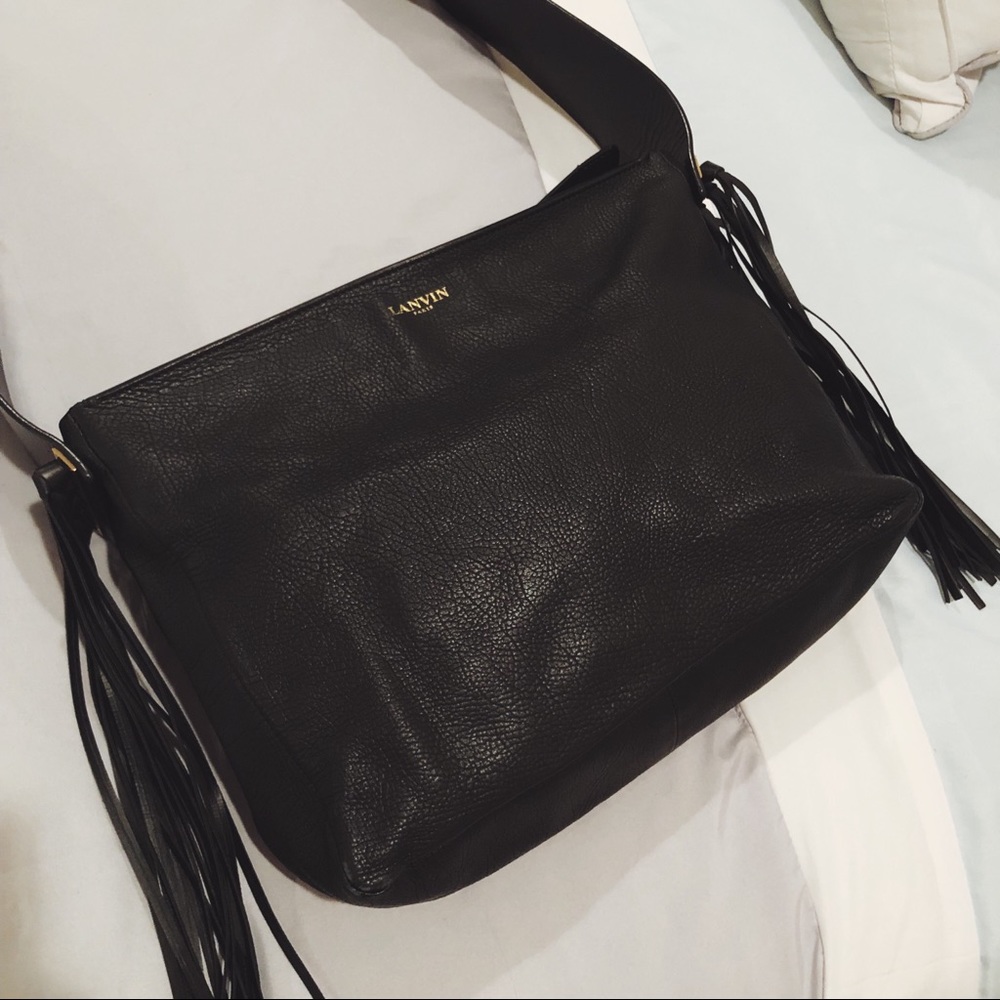 LANVIN Leather Fringe Crossbody Bag